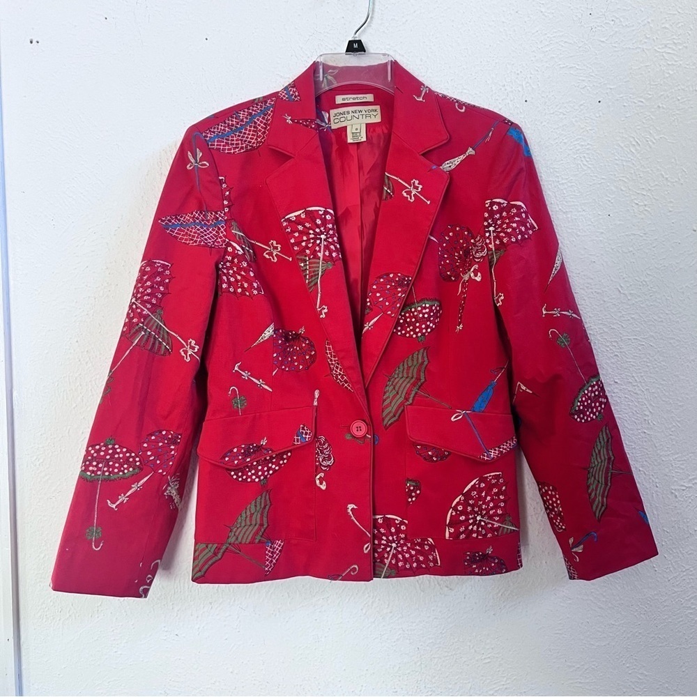 Vintage Jones New York cherry red novelty print blazer